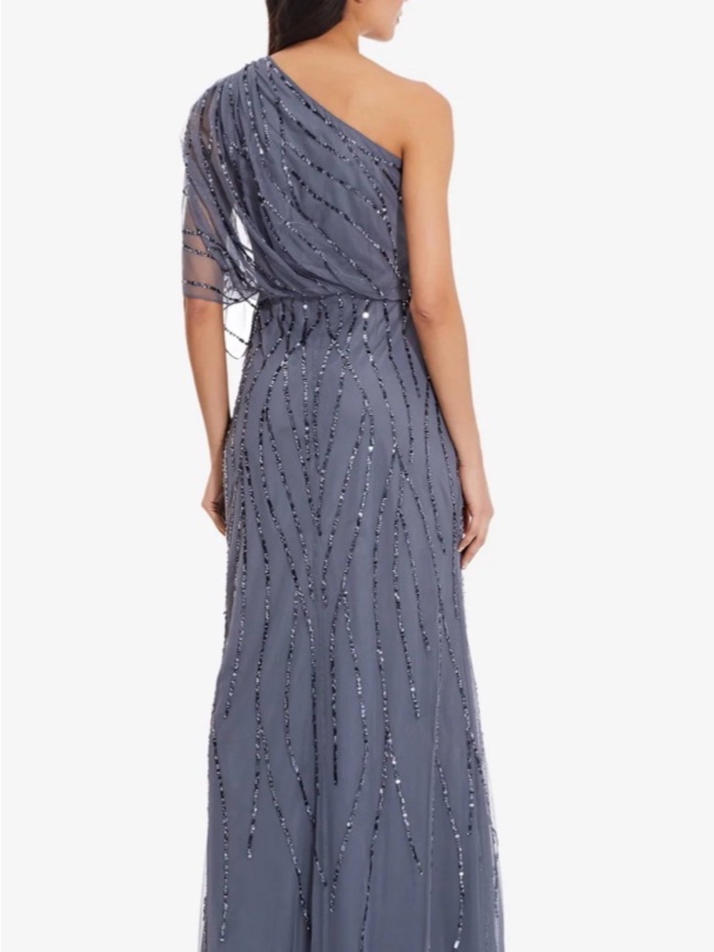 Adrianna Papell Embellished One Shoulder Gown - Picture 3 of 8